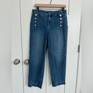 Talbots Sailor Jeans denim pants size 4 crop length buttons high waist straight